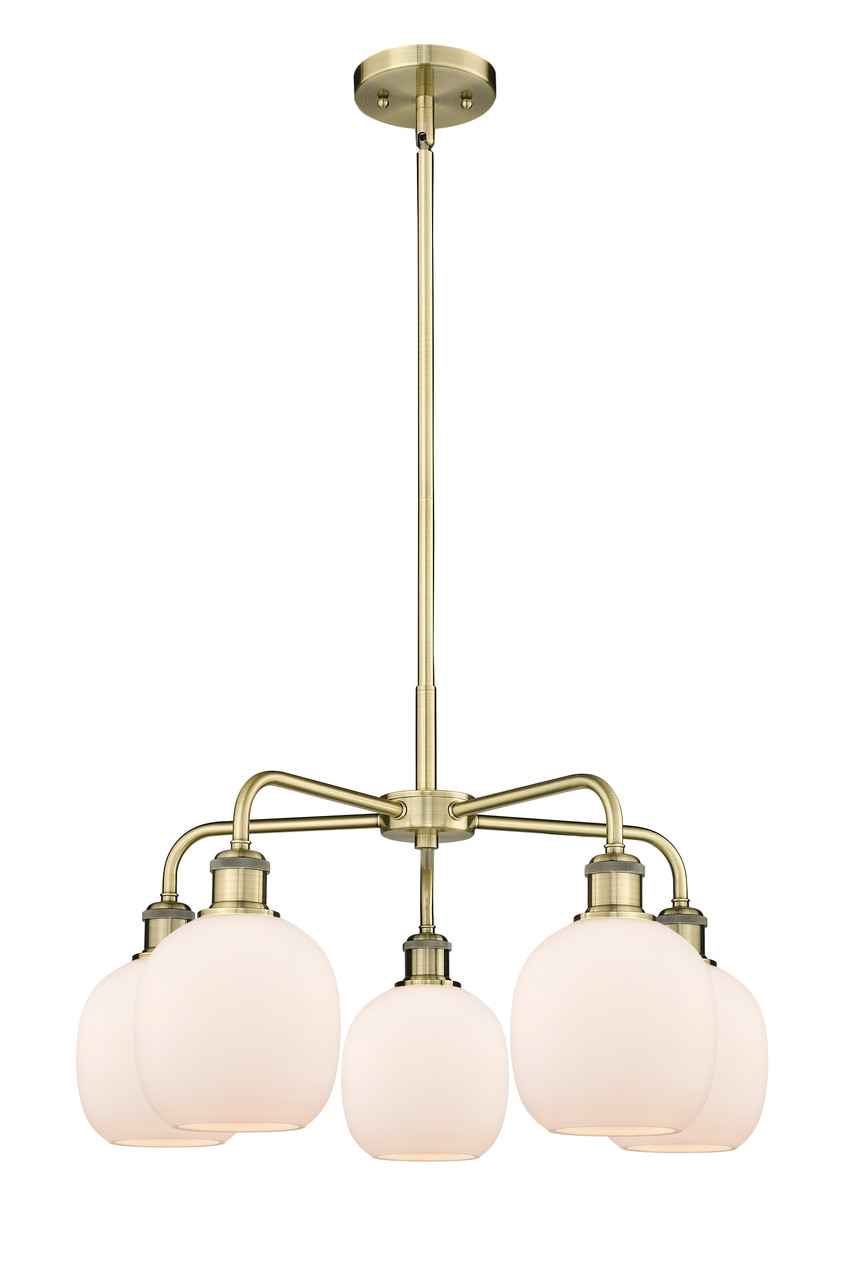 INNOVATIONS 516-5CR-AB-G101 Belfast 5 24 inch Chandelier Antique Brass