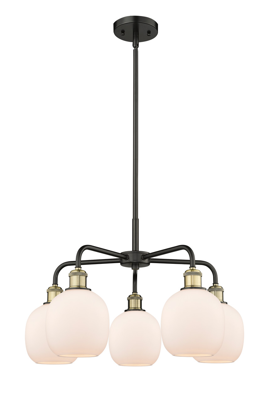 INNOVATIONS 516-5CR-BAB-G101 Belfast 5 24 inch Chandelier Black Antique Brass