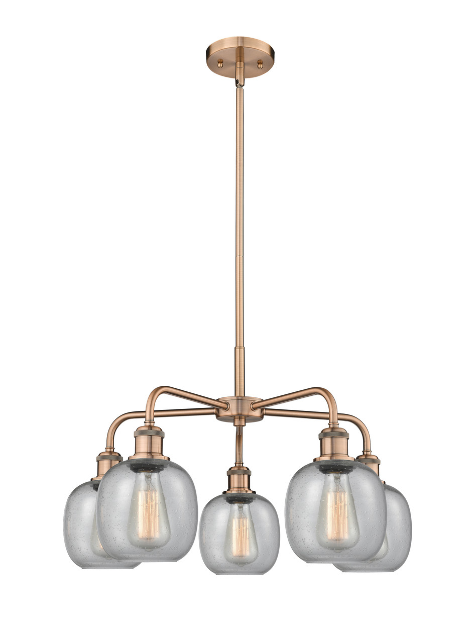 INNOVATIONS 516-5CR-AC-G104 Belfast 5 24 inch Chandelier Antique Copper