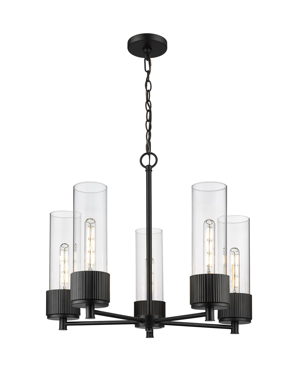 INNOVATIONS 428-5CR-BK-G428-12CL Bolivar 5 25 inch Chandelier Matte Black