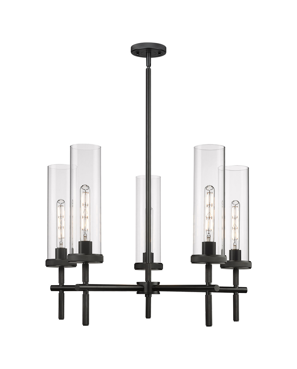 INNOVATIONS 471-5CR-BK-G471-12CL Lincoln 5 26.75 inch Chandelier Matte Black