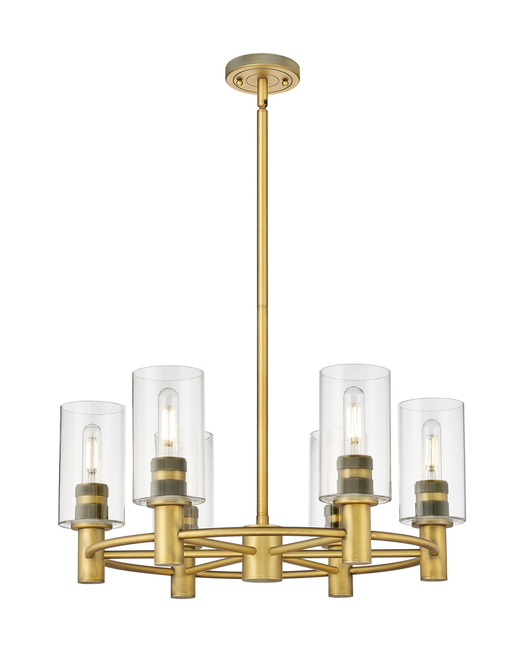 INNOVATIONS 434-6CR-BB-G434-7CL Crown Point 6 24 inch Chandelier Brushed Brass