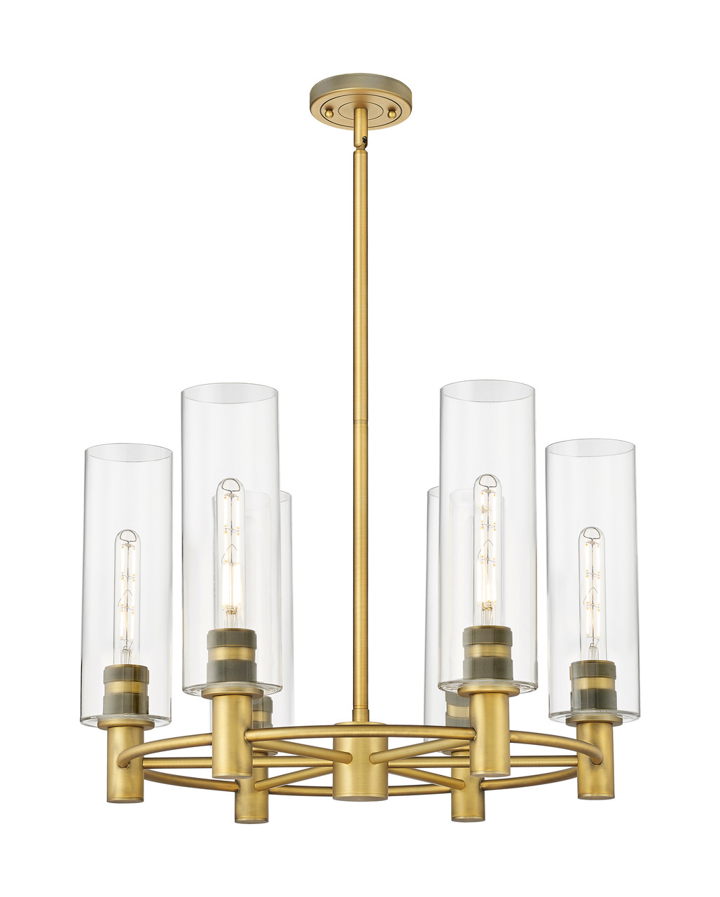 INNOVATIONS 434-6CR-BB-G434-12CL Crown Point 6 24 inch Chandelier Brushed Brass
