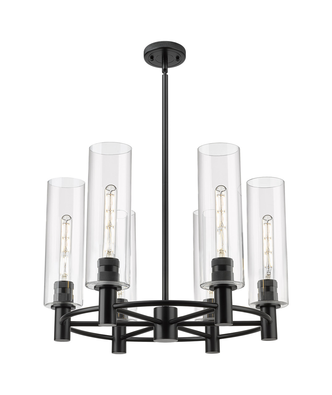 INNOVATIONS 434-6CR-BK-G434-12CL Crown Point 6 24 inch Chandelier Matte Black