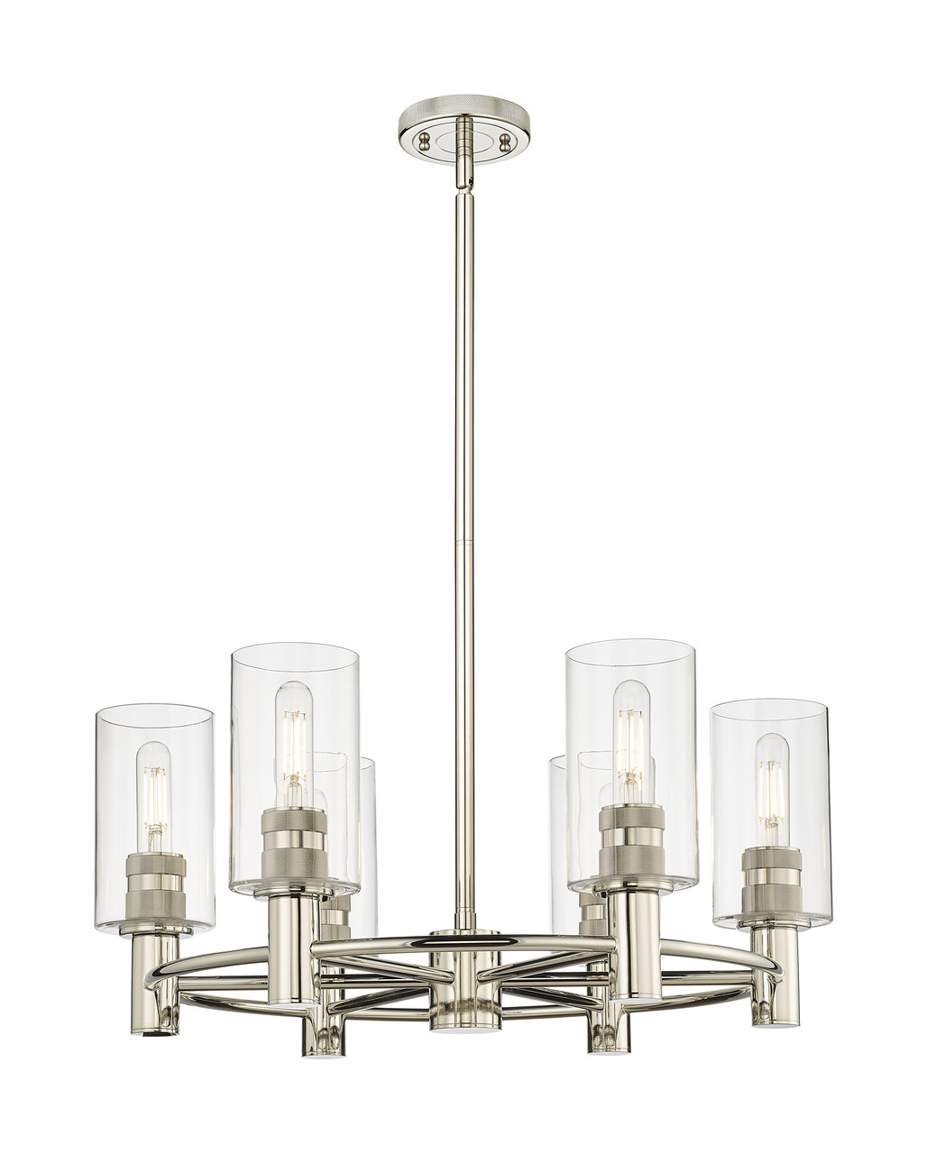 INNOVATIONS 434-6CR-PN-G434-7CL Crown Point 6 24 inch Chandelier Polished Nickel