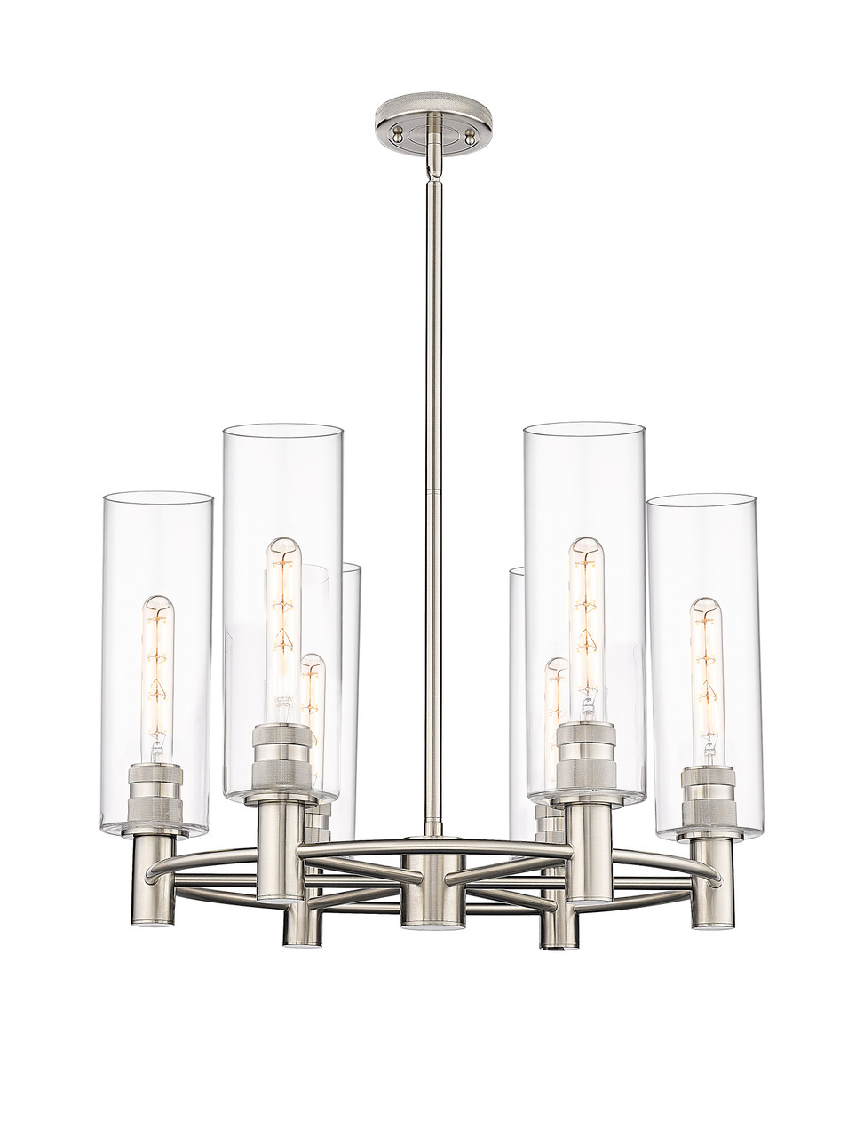 INNOVATIONS 434-6CR-PN-G434-12CL Crown Point 6 24 inch Chandelier Polished Nickel