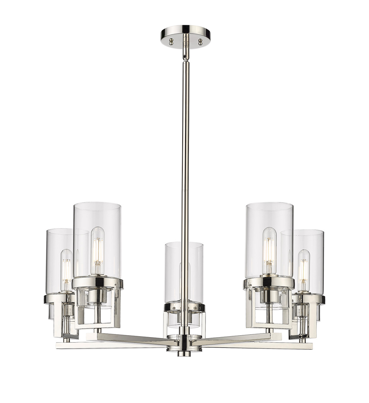 INNOVATIONS 426-5CR-PN-G426-8CL Utopia 5 24 inch Chandelier Polished Nickel