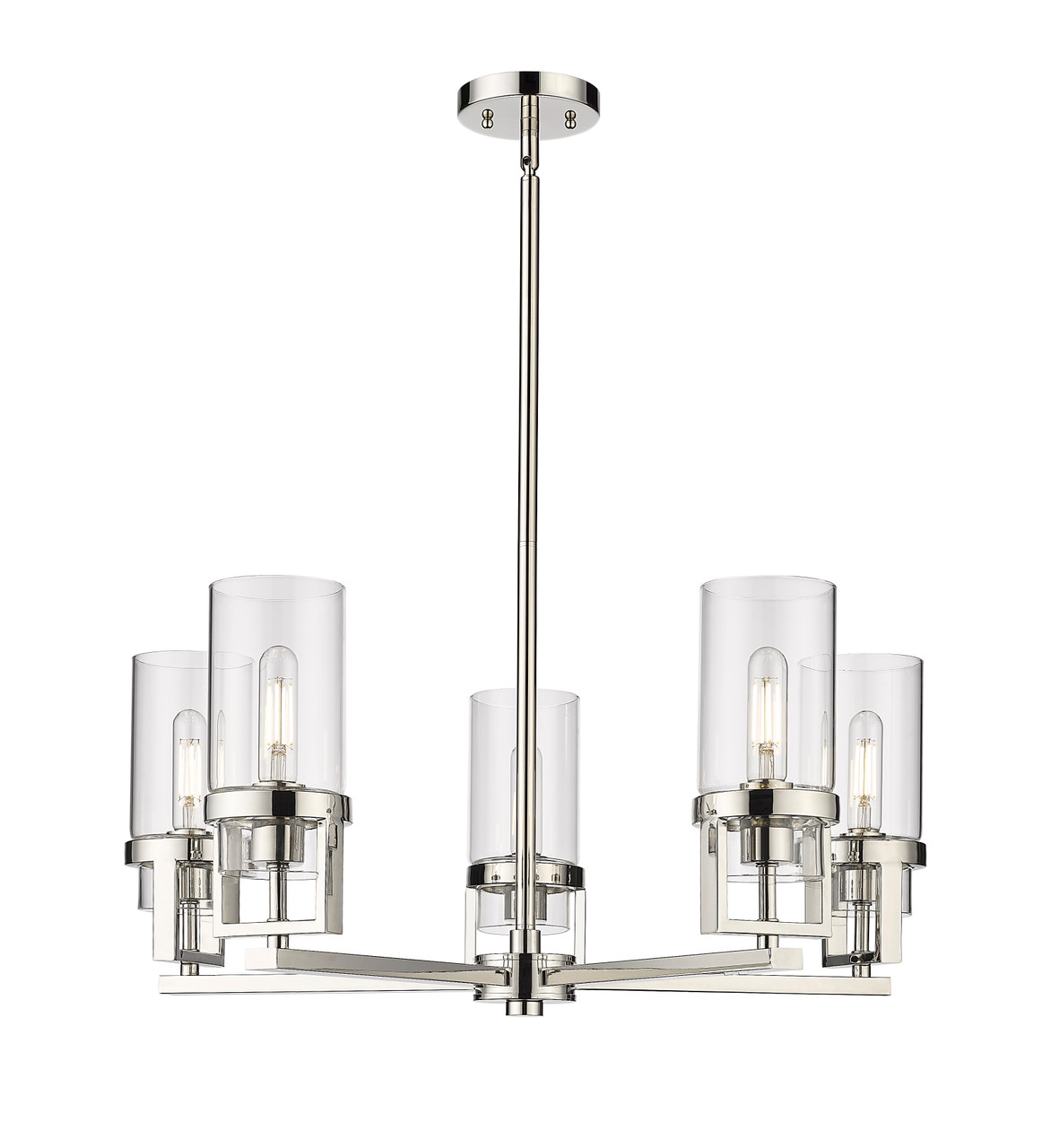 INNOVATIONS 426-5CR-PN-G426-8CL Utopia 5 24 inch Chandelier Polished Nickel