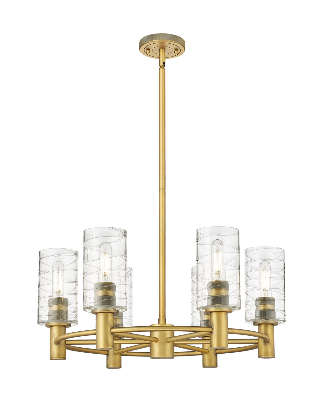 INNOVATIONS 434-6CR-BB-G434-7DE Crown Point 6 24 inch Chandelier Brushed Brass