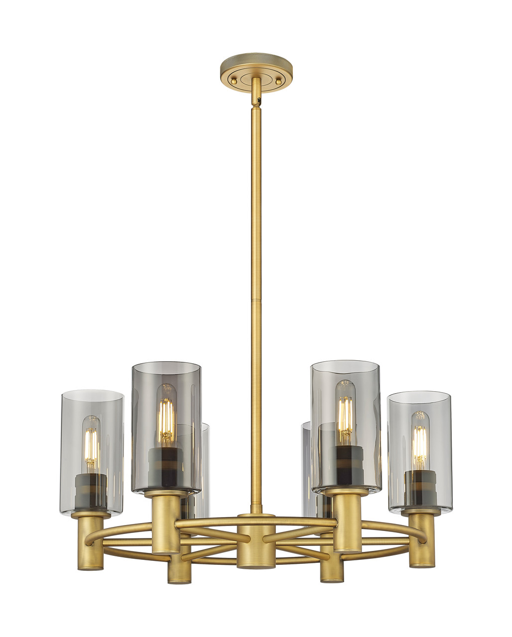 INNOVATIONS 434-6CR-BB-G434-7SM Crown Point 6 24 inch Chandelier Brushed Brass