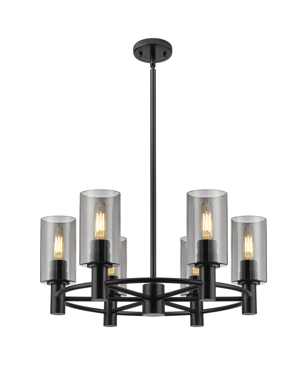 INNOVATIONS 434-6CR-BK-G434-7SM Crown Point 6 24 inch Chandelier Matte Black
