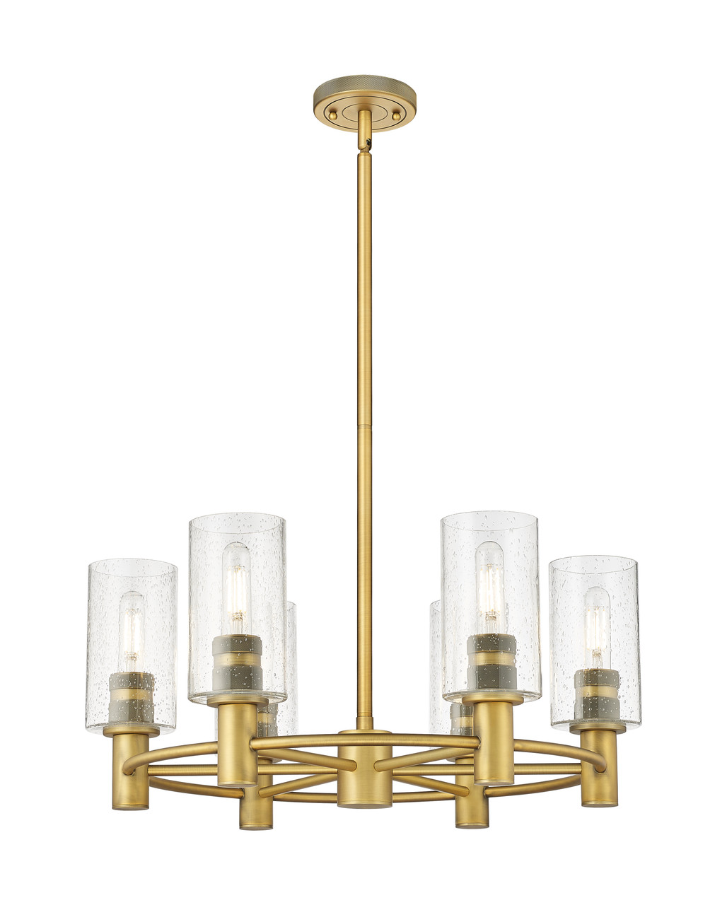 INNOVATIONS 434-6CR-BB-G434-7SDY Crown Point 6 24 inch Chandelier Brushed Brass