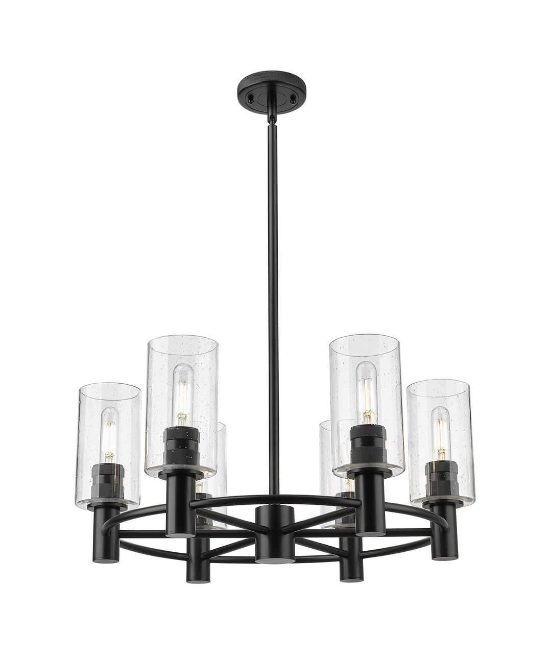 INNOVATIONS 434-6CR-BK-G434-7SDY Crown Point 6 24 inch Chandelier Matte Black