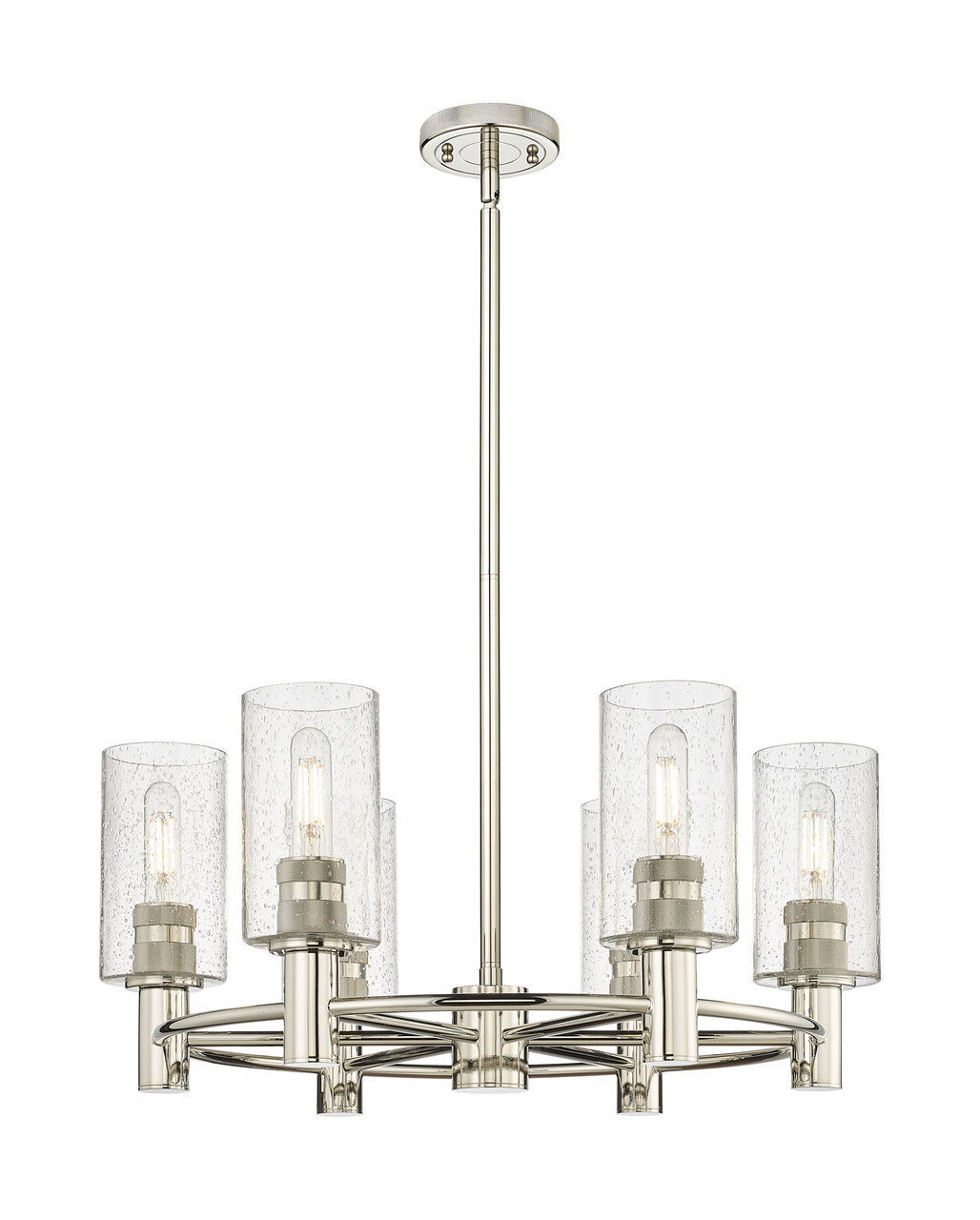 INNOVATIONS 434-6CR-PN-G434-7SDY Crown Point 6 24 inch Chandelier Polished Nickel