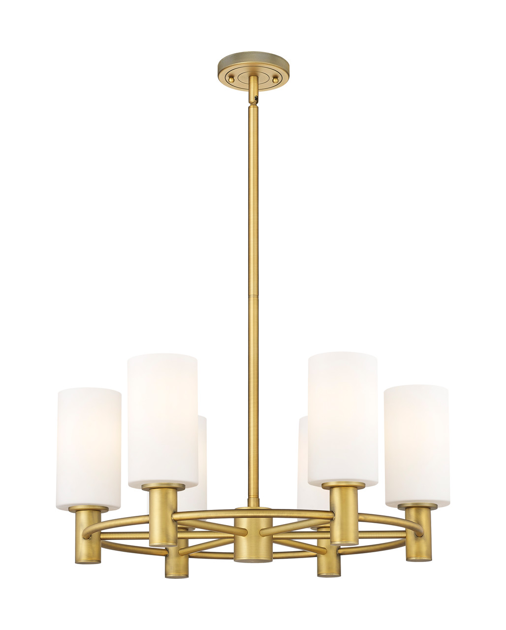 INNOVATIONS 434-6CR-BB-G434-7WH Crown Point 6 24 inch Chandelier Brushed Brass
