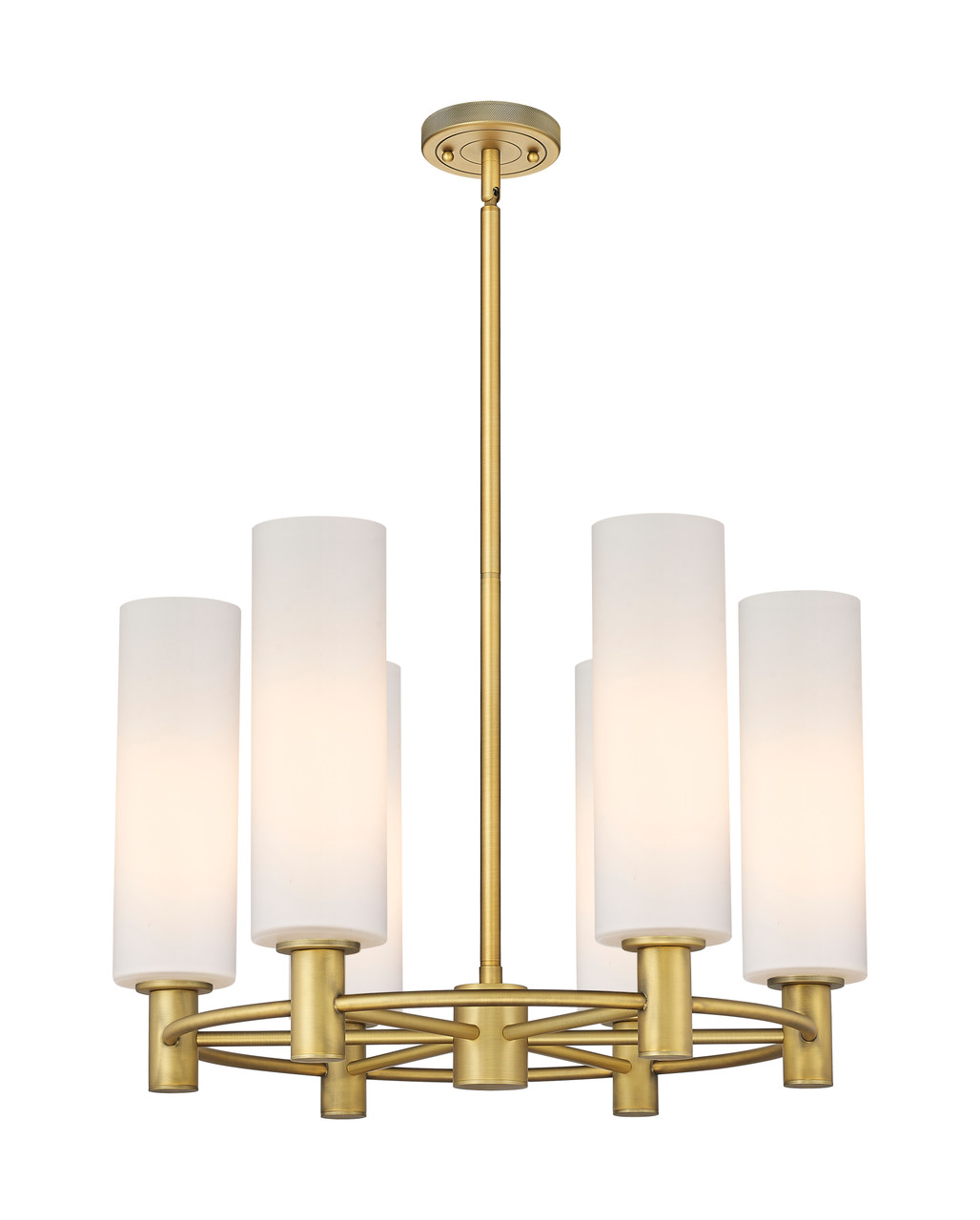 INNOVATIONS 434-6CR-BB-G434-12WH Crown Point 6 24 inch Chandelier Brushed Brass