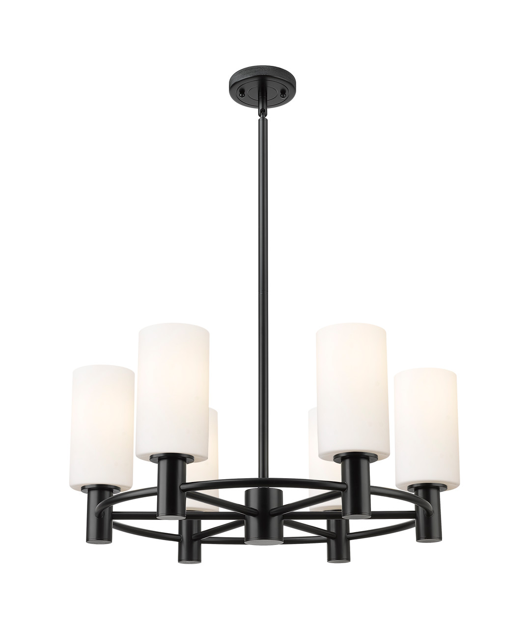 INNOVATIONS 434-6CR-BK-G434-7WH Crown Point 6 24 inch Chandelier Matte Black