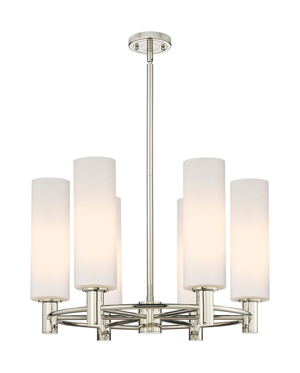 INNOVATIONS 434-6CR-PN-G434-12WH Crown Point 6 24 inch Chandelier Polished Nickel