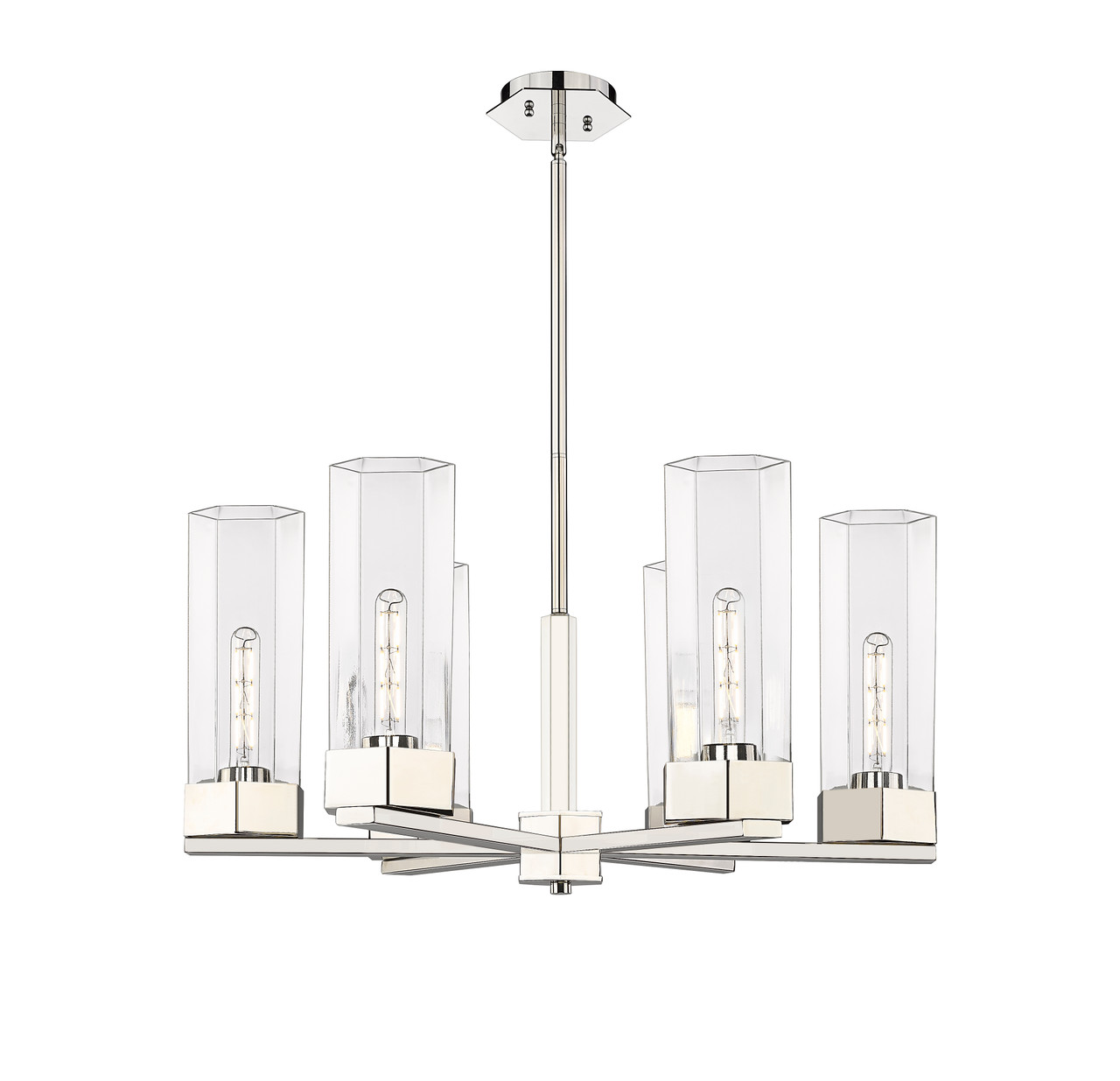 INNOVATIONS 427-6CR-PN-G427-14CL Claverack 6 28.375 inch Chandelier Polished Nickel