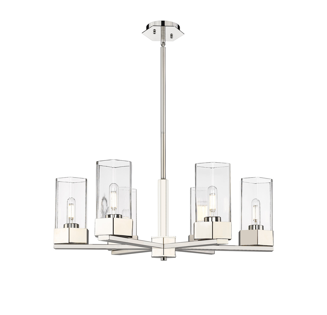 INNOVATIONS 427-6CR-PN-G427-9CL Claverack 6 28.375 inch Chandelier Polished Nickel