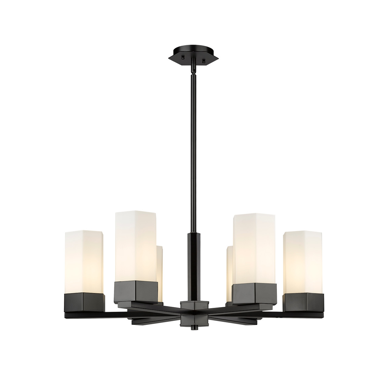 INNOVATIONS 427-6CR-BK-G427-9WH Claverack 6 28.375 inch Chandelier Matte Black