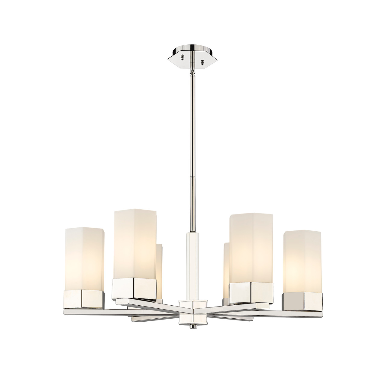 INNOVATIONS 427-6CR-PN-G427-9WH Claverack 6 28.375 inch Chandelier Polished Nickel