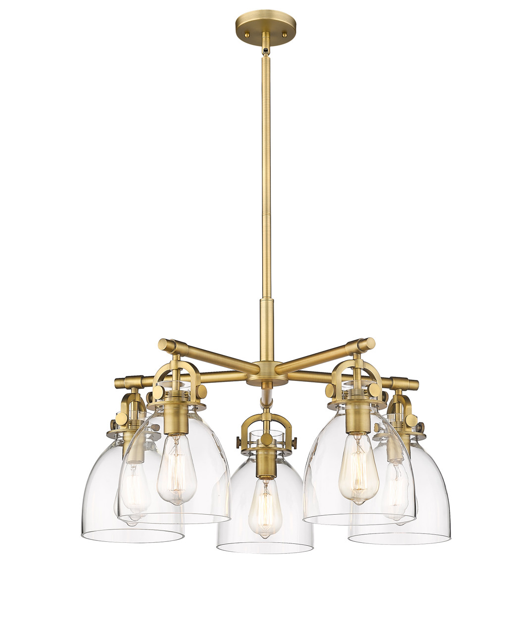 INNOVATIONS 410-5CR-BB-G412-7CL Newton Bell 5 26 inch Chandelier Brushed Brass