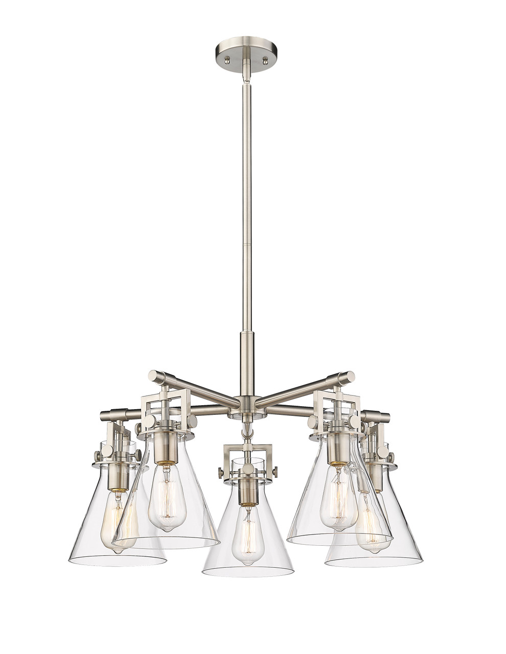 INNOVATIONS 411-5CR-SN-G411-7CL Newton Cone 5 26 inch Chandelier Satin Nickel