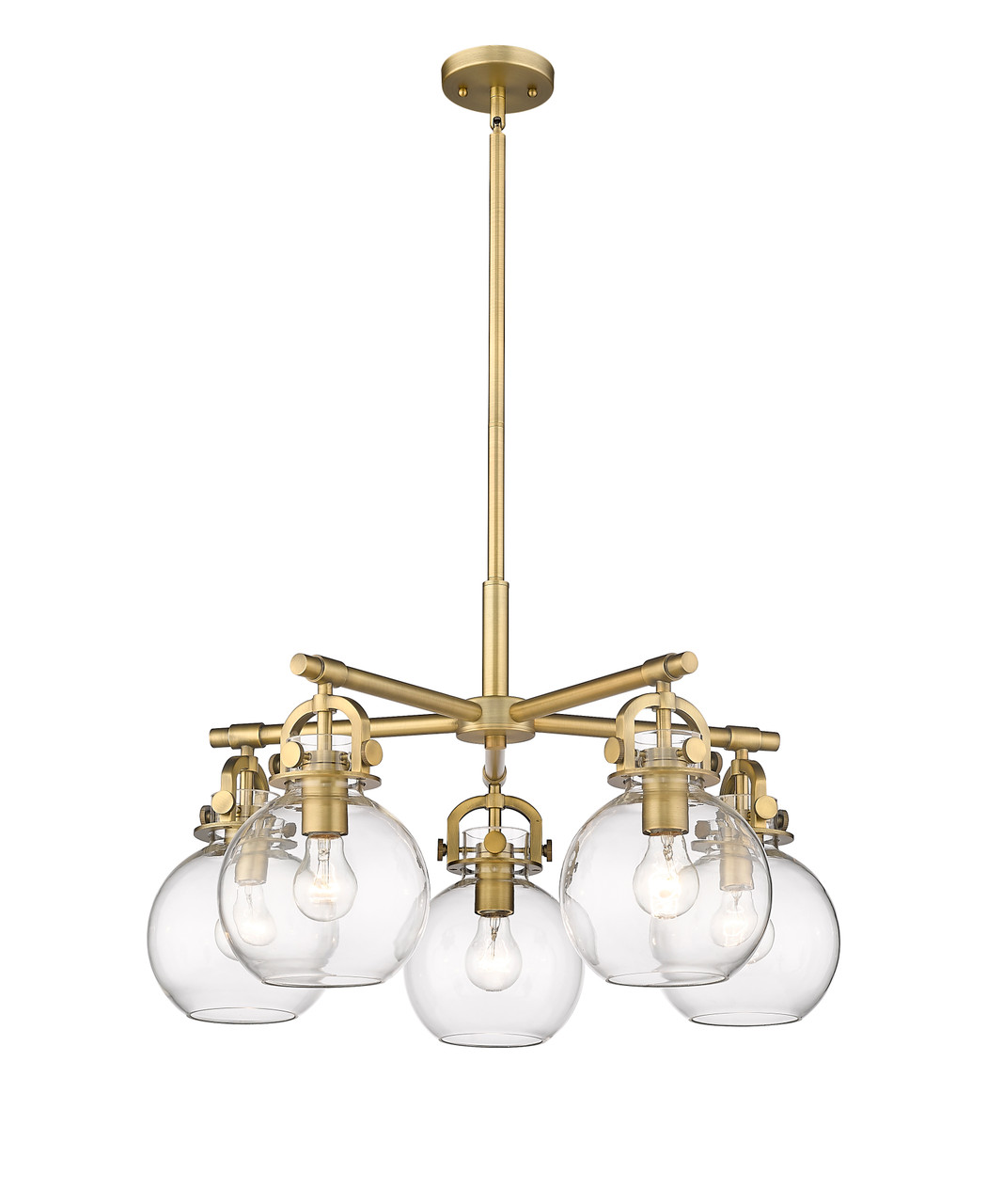INNOVATIONS 410-5CR-BB-G410-7CL Newton Sphere 5 26 inch Chandelier Brushed Brass