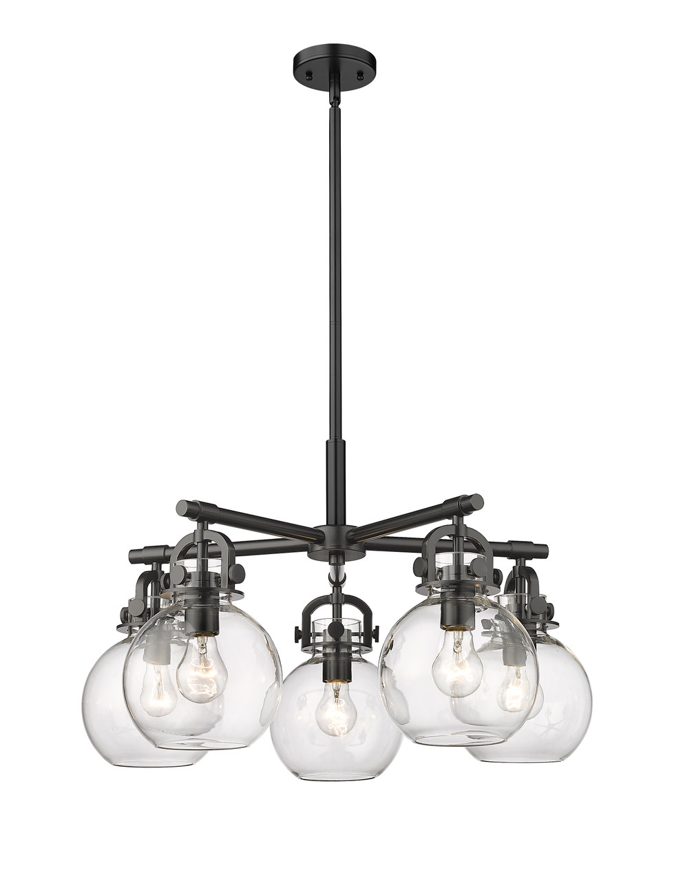 INNOVATIONS 410-5CR-BK-G410-7CL Newton Sphere 5 26 inch Chandelier Matte Black