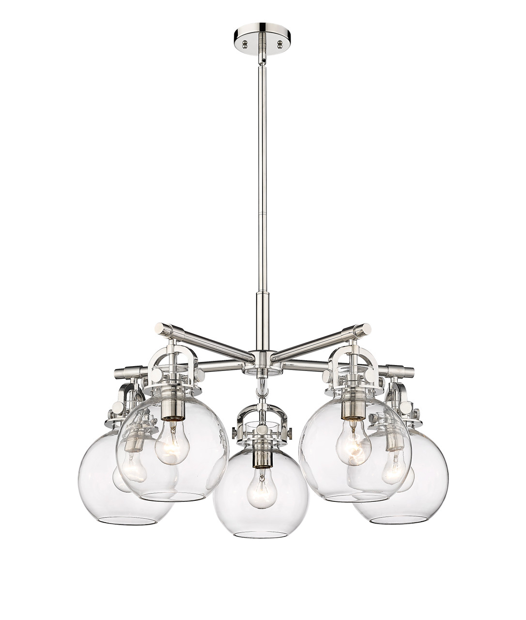 INNOVATIONS 410-5CR-PN-G410-7CL Newton Sphere 5 26 inch Chandelier Polished Nickel