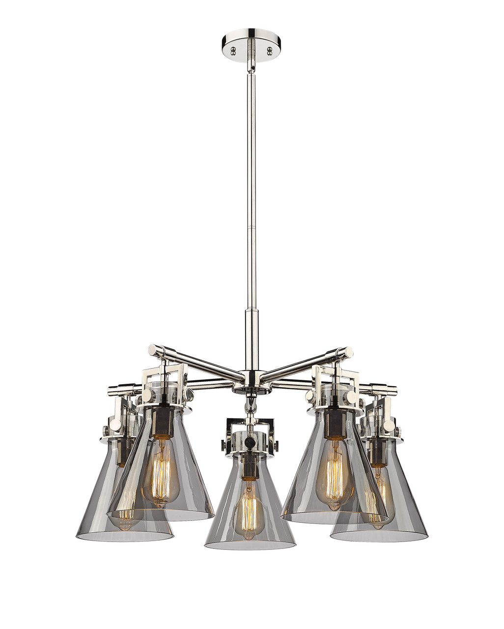 INNOVATIONS 411-5CR-PN-G411-7SM Newton Cone 5 26 inch Chandelier Polished Nickel