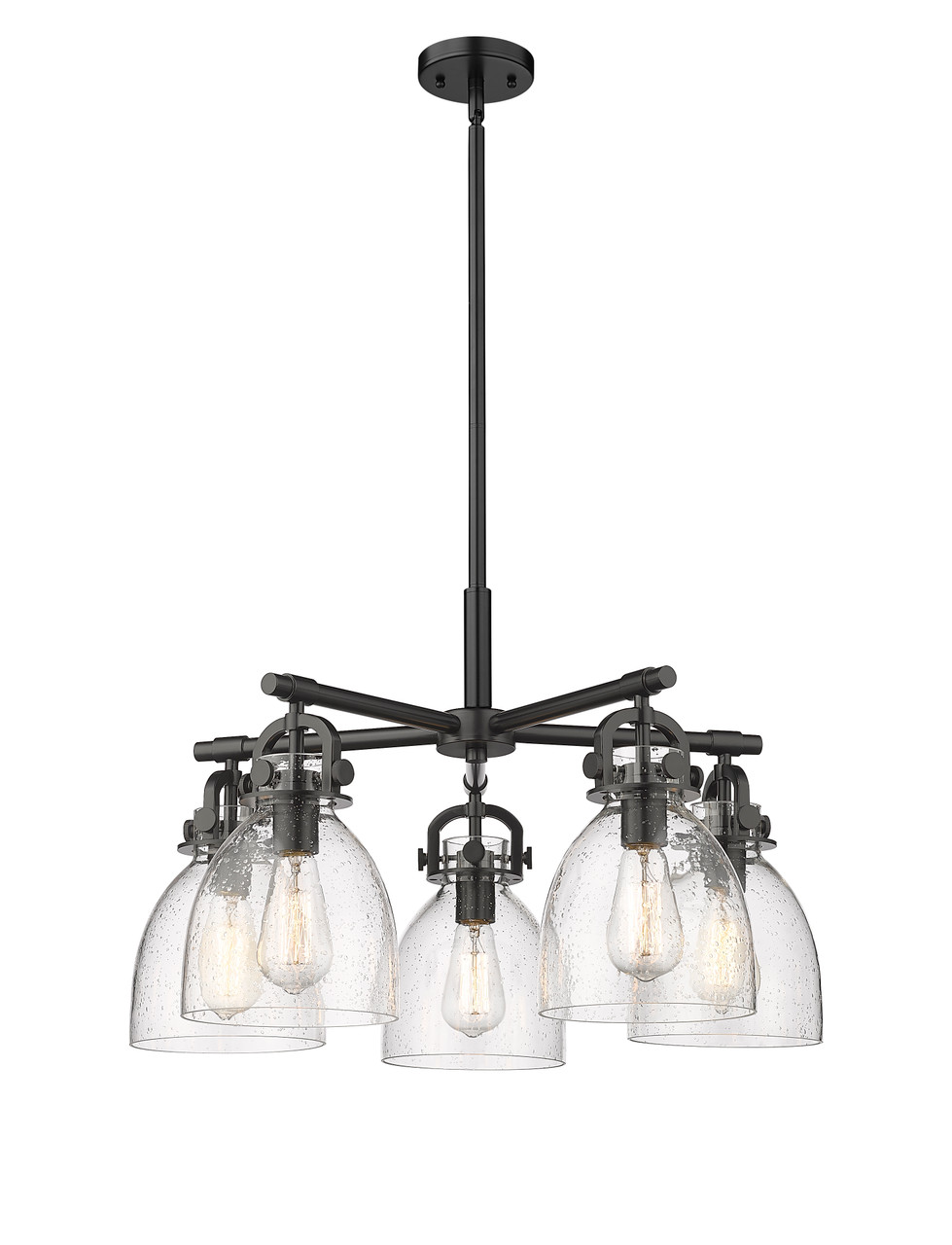 INNOVATIONS 410-5CR-BK-G412-7SDY Newton Bell 5 26 inch Chandelier Matte Black