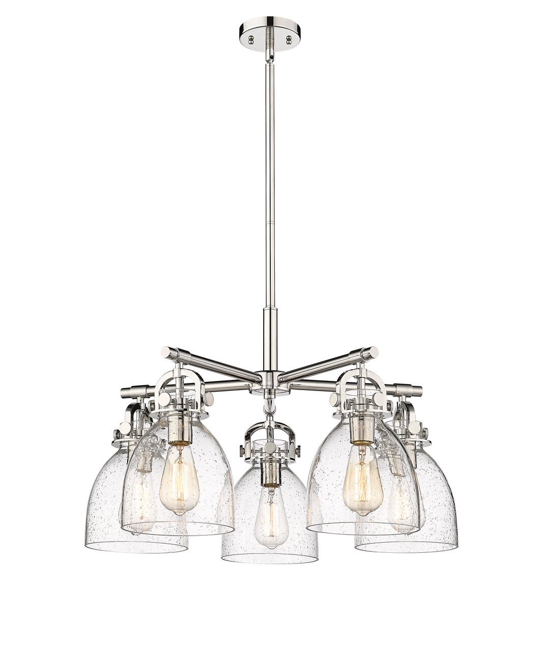 INNOVATIONS 410-5CR-PN-G412-7SDY Newton Bell 5 26 inch Chandelier Polished Nickel