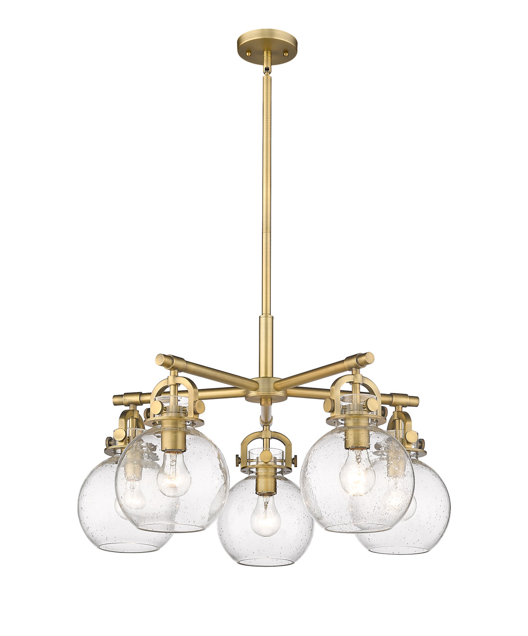 INNOVATIONS 410-5CR-BB-G410-7SDY Newton Sphere 5 26 inch Chandelier Brushed Brass