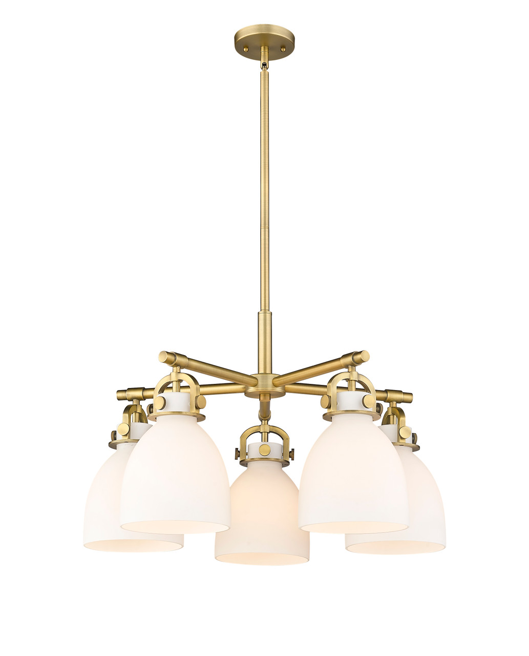 INNOVATIONS 410-5CR-BB-G412-7WH Newton Bell 5 26 inch Chandelier Brushed Brass