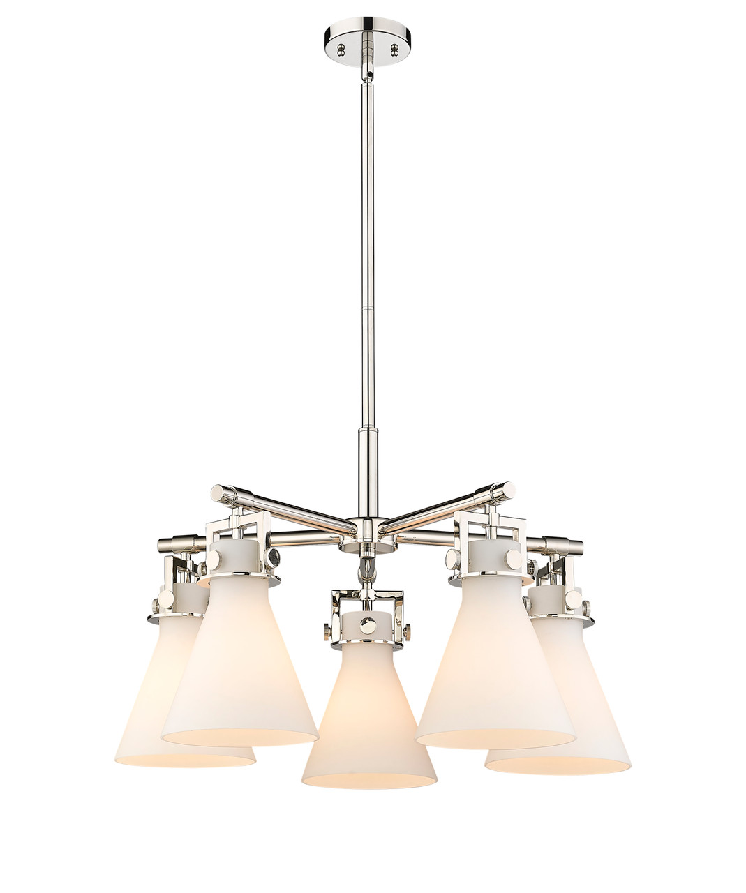 INNOVATIONS 411-5CR-PN-G411-7WH Newton Cone 5 26 inch Chandelier Polished Nickel
