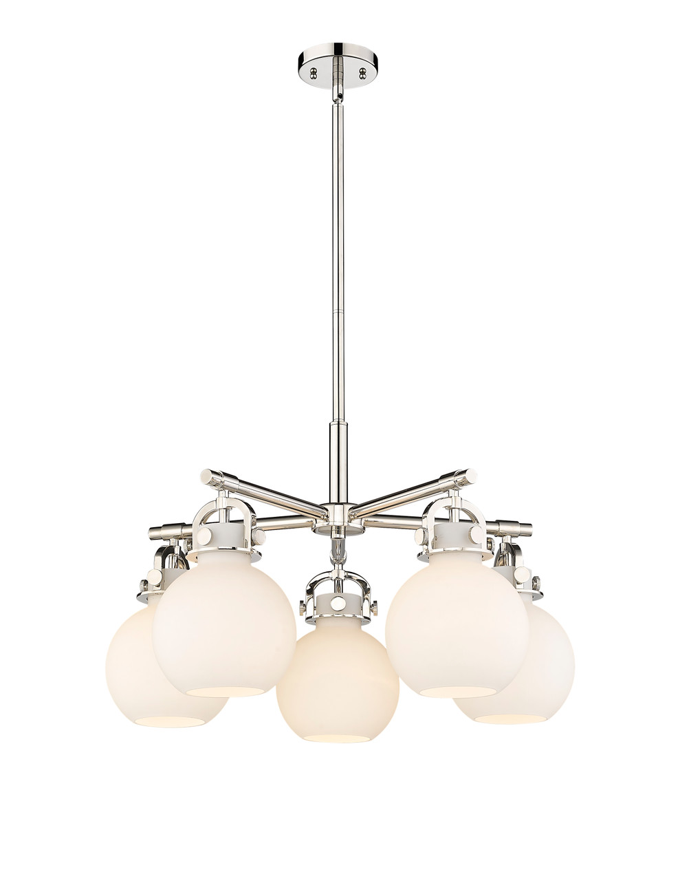 INNOVATIONS 410-5CR-PN-G410-7WH Newton Sphere 5 26 inch Chandelier Polished Nickel