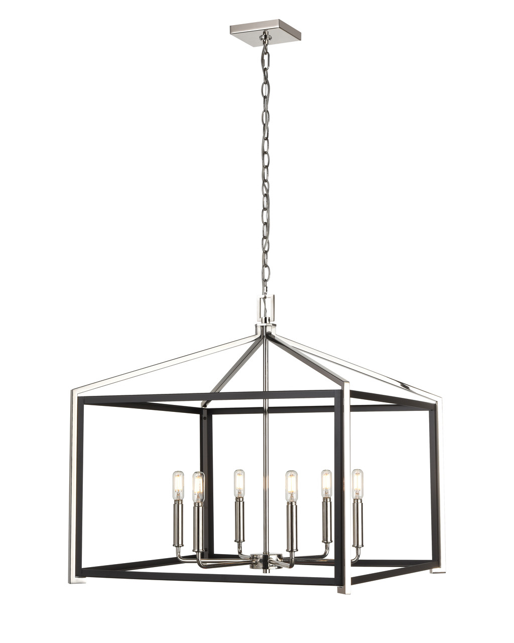 INNOVATIONS 376-6CR-BPN-24 Wiscoy 6 24 inch Chandelier Black Polished Nickel