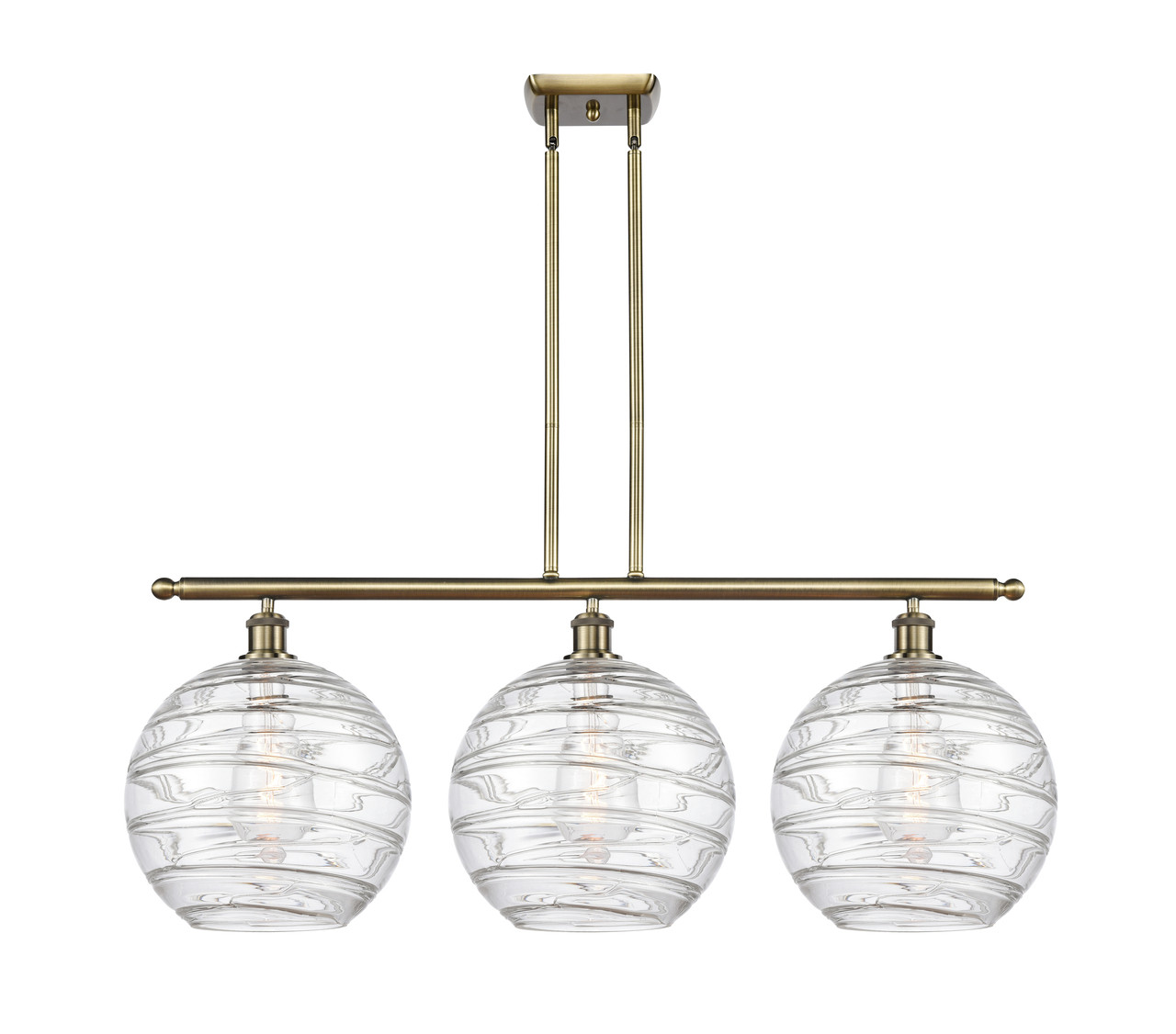 INNOVATIONS 516-3I-AB-G1213-12 Deco Swirl 3 Light 36 inch Island Light Antique Brass