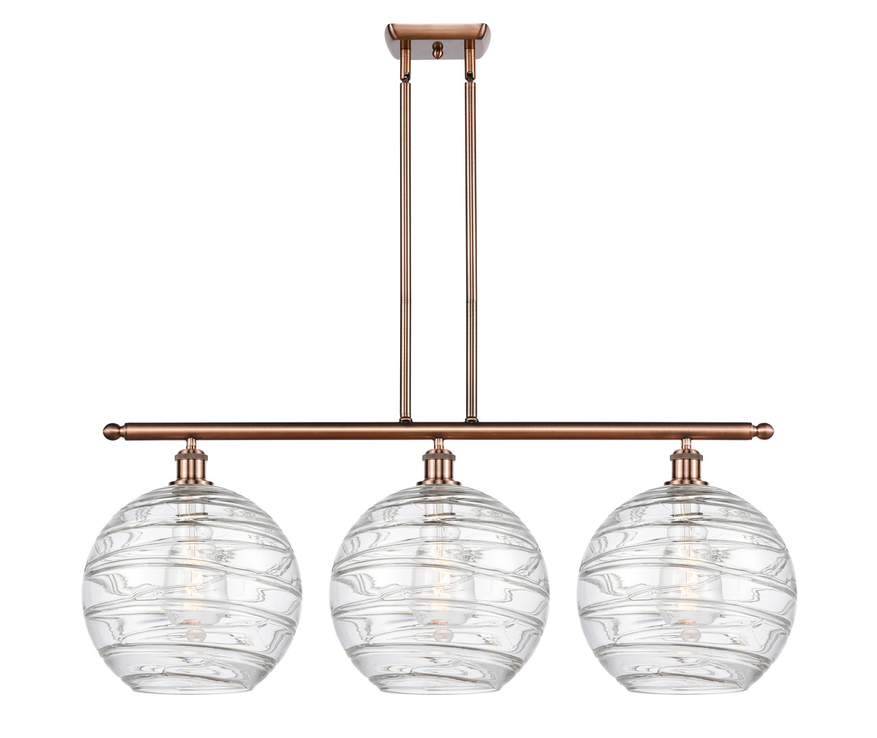 INNOVATIONS 516-3I-AC-G1213-12 Deco Swirl 3 Light 36 inch Island Light Antique Copper