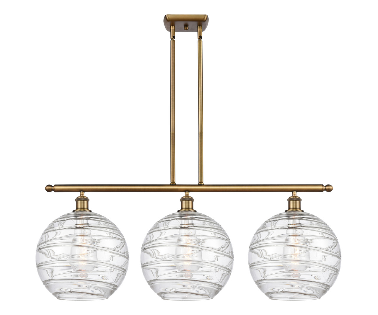 INNOVATIONS 516-3I-BB-G1213-12 Deco Swirl 3 Light 36 inch Island Light Brushed Brass