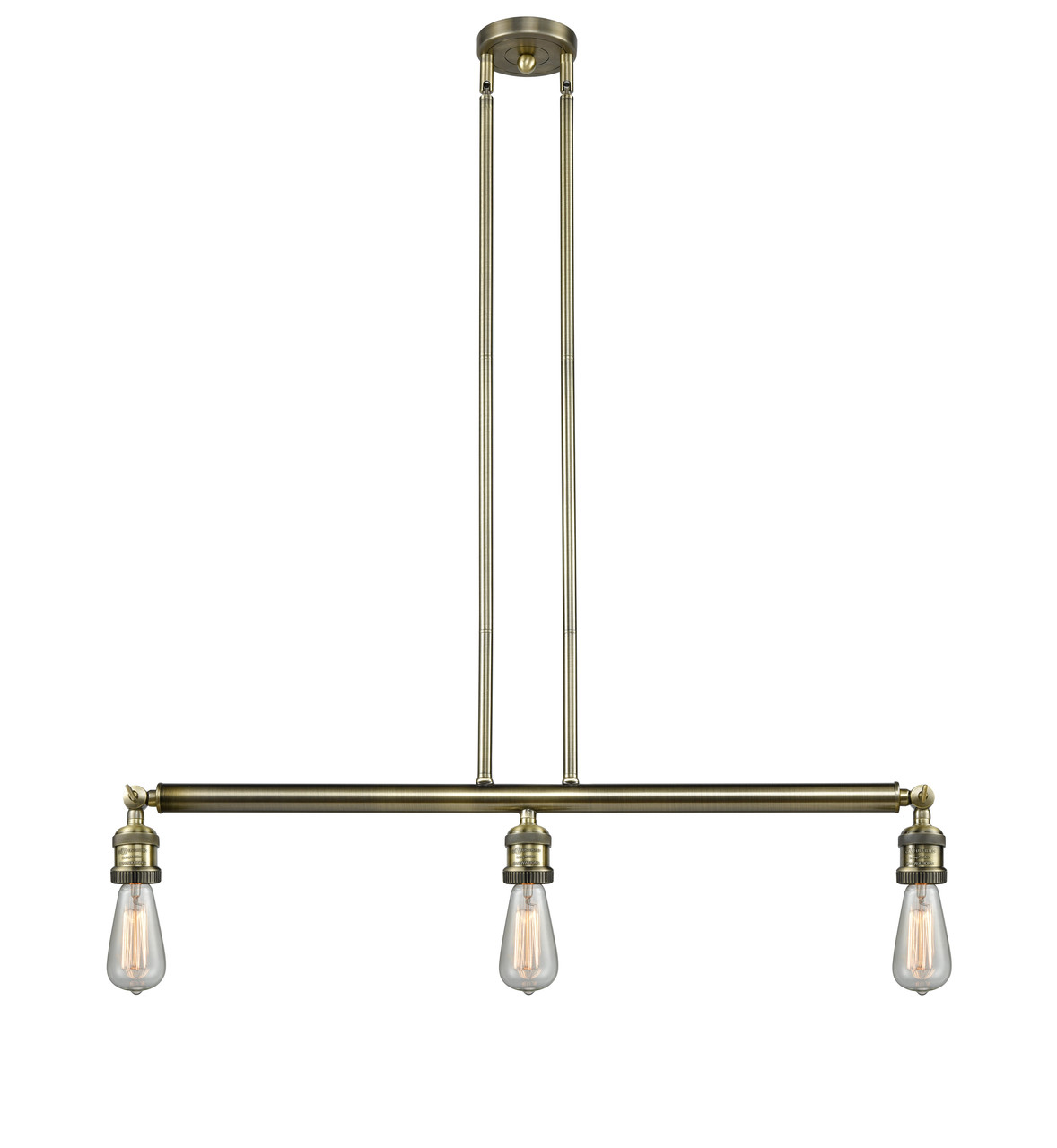 INNOVATIONS 213-AB Bare Bulb 3 Light Island Light part of the Franklin Restoration Collection Antique Brass