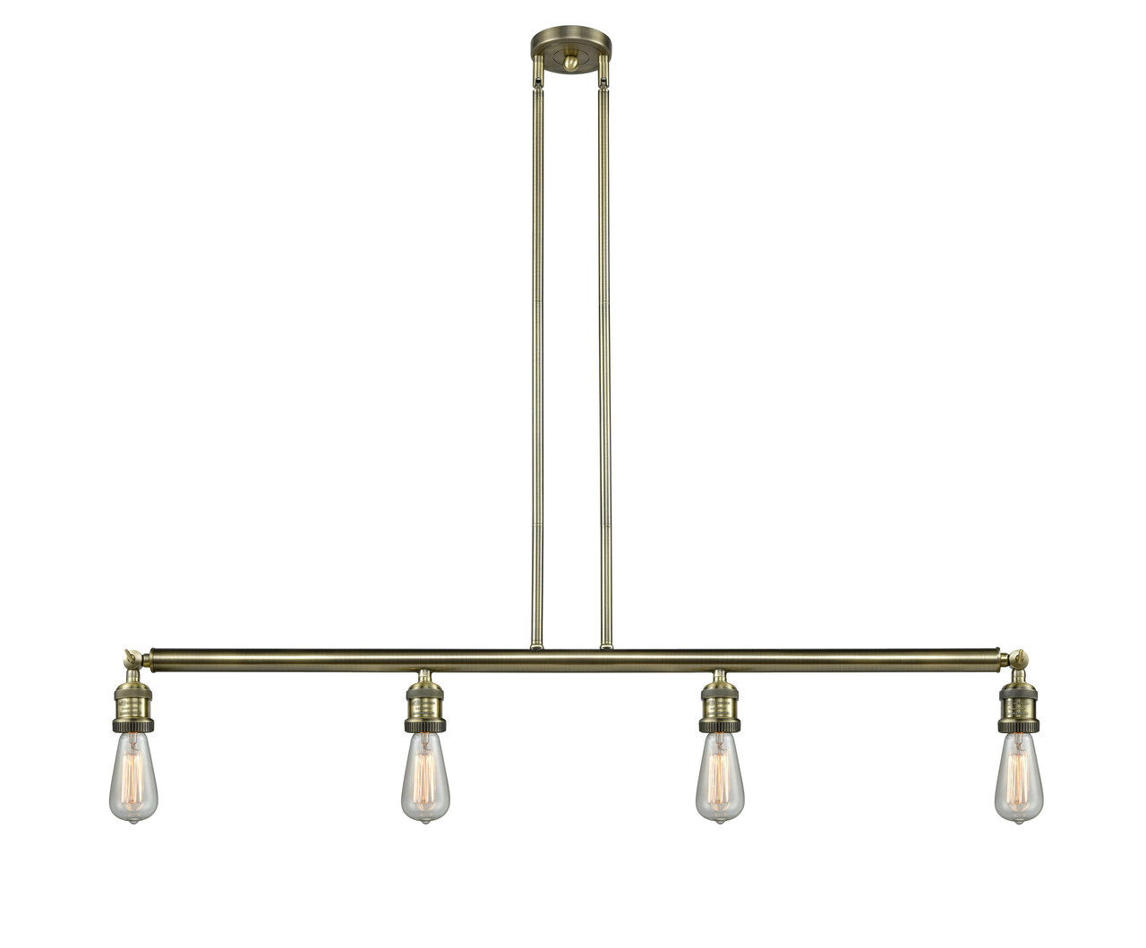INNOVATIONS 214-AB Bare Bulb 4 Light Island Light part of the Franklin Restoration Collection Antique Brass