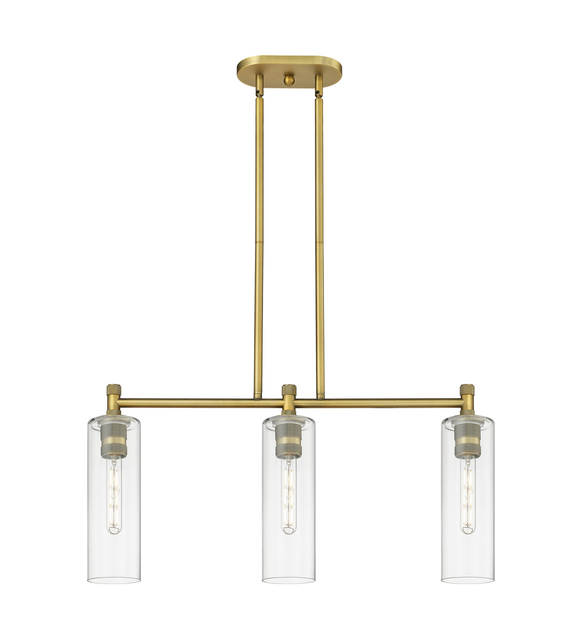 INNOVATIONS 434-3I-BB-G434-12CL Crown Point 3 30.5 inch Island Lighting Brushed Brass