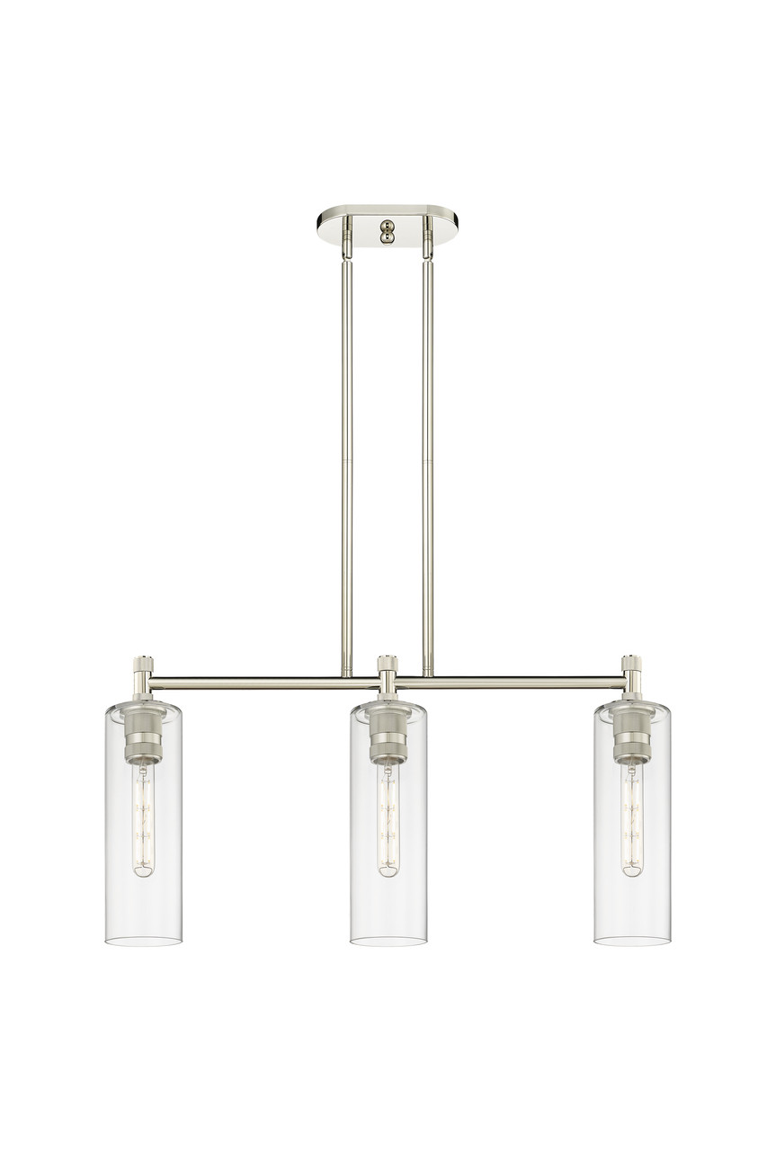 INNOVATIONS 434-3I-PN-G434-12CL Crown Point 3 30.5 inch Island Lighting Polished Nickel