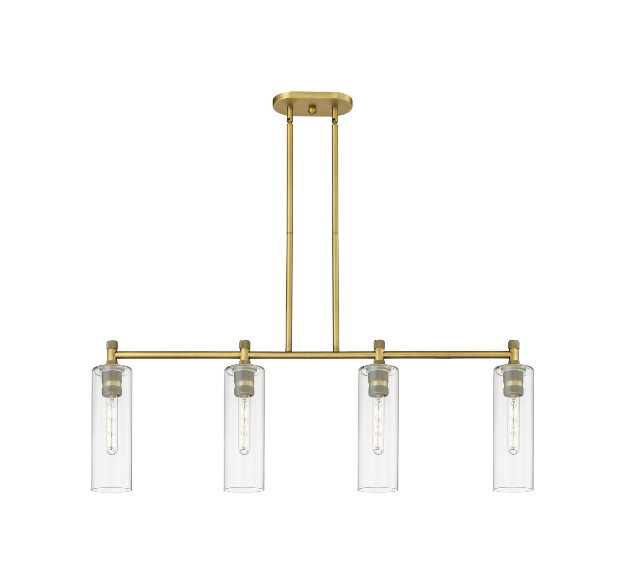 INNOVATIONS 434-4I-BB-G434-12CL Crown Point 4 43.75 inch Island Lighting Brushed Brass