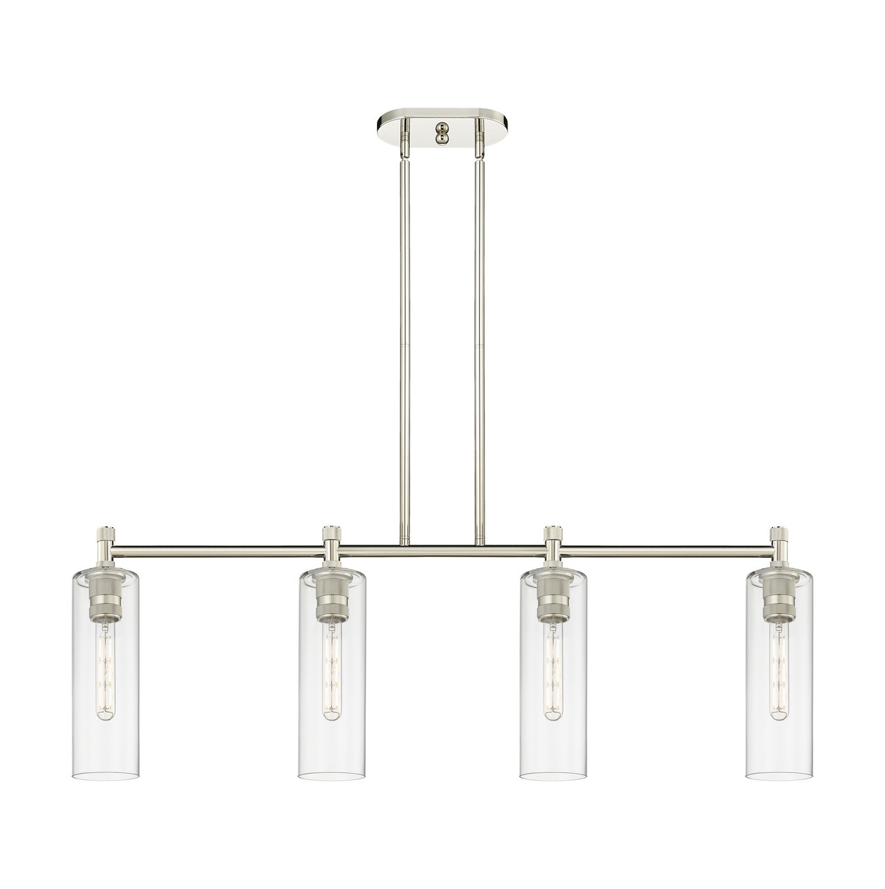 INNOVATIONS 434-4I-PN-G434-12CL Crown Point 4 43.75 inch Island Lighting Polished Nickel INNOVATIONS 434-4I-PN-G434-12CL Crown Point 4 43.75 inch Island Lighting Polished Nickel