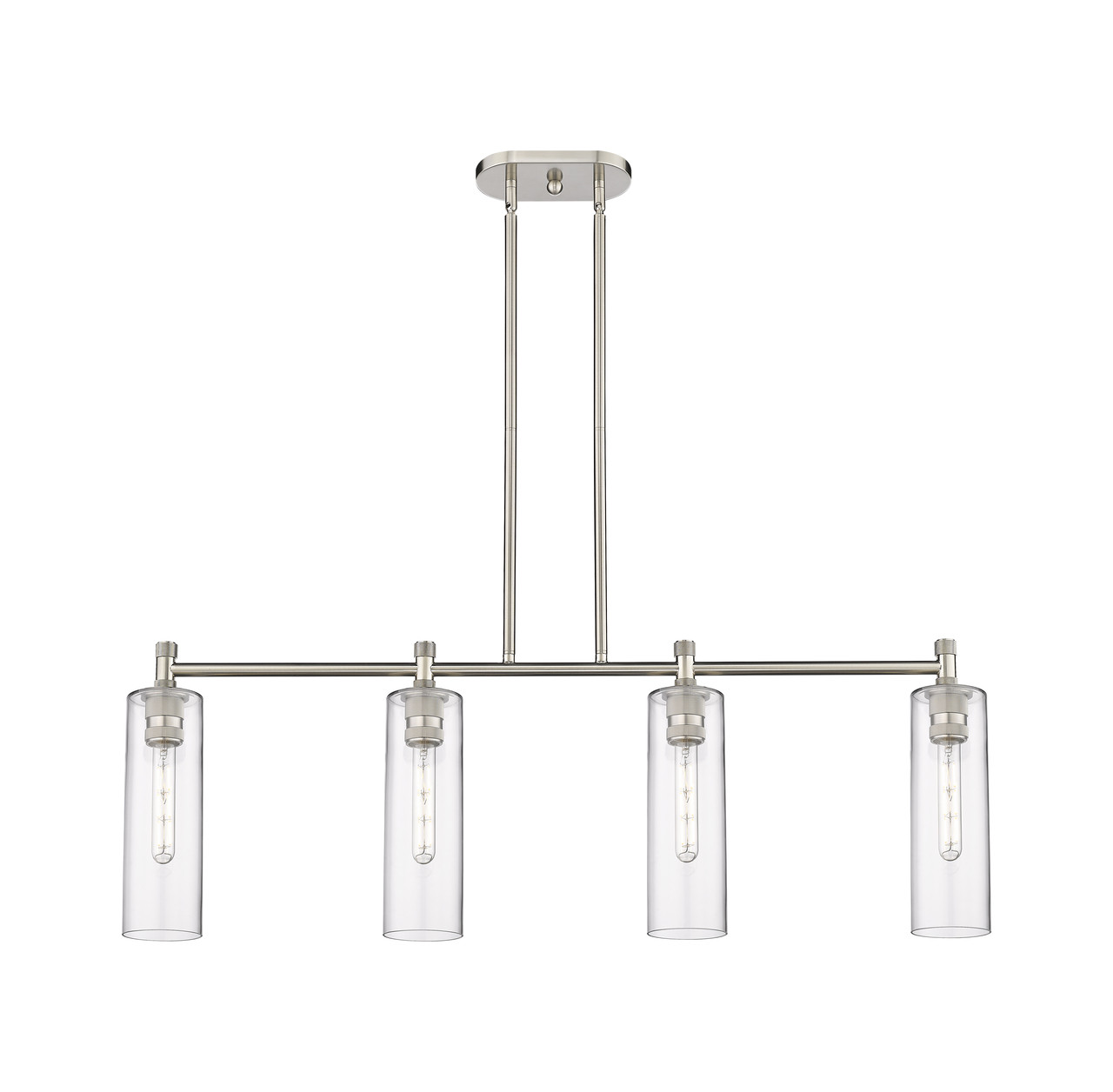 INNOVATIONS 434-4I-SN-G434-12CL Crown Point 4 43.75 inch Island Lighting Satin Nickel