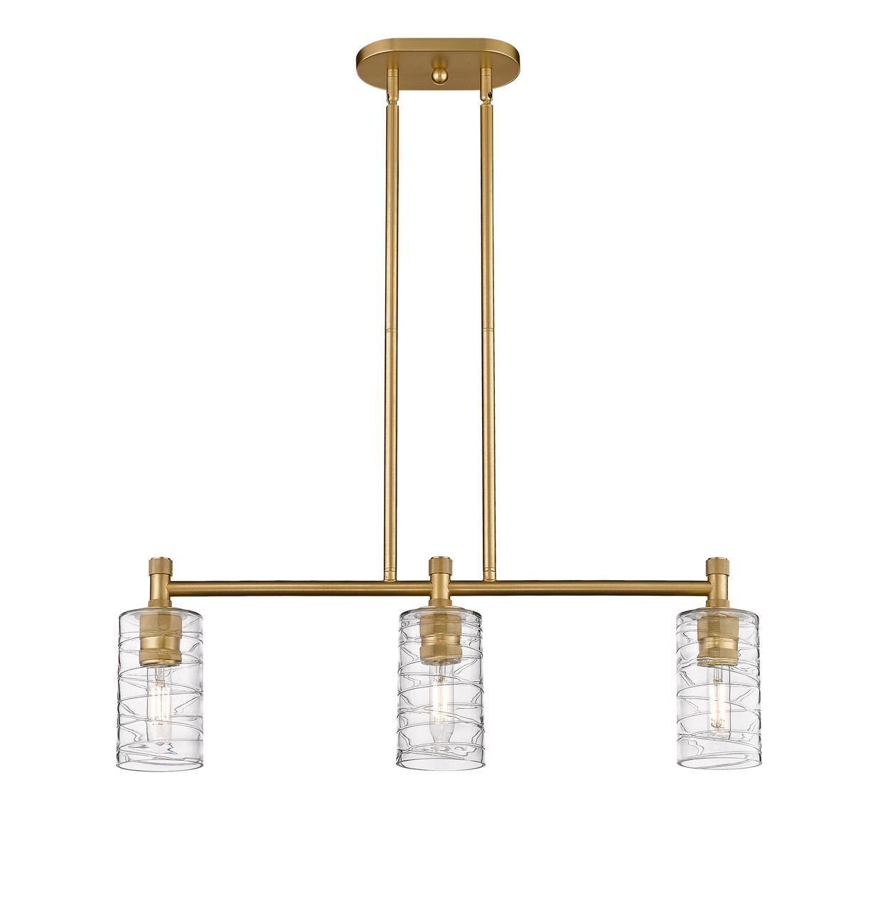 INNOVATIONS 434-3I-BB-G434-7DE Crown Point 3 30.5 inch Island Lighting Brushed Brass INNOVATIONS 434-3I-BB-G434-7DE Crown Point 3 30.5 inch Island Lighting Brushed Brass
